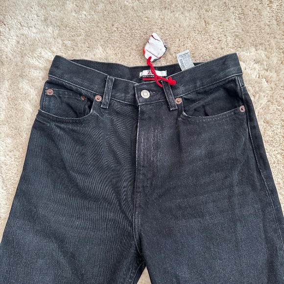 NWT Zara Womens Jeans Size 4 Black Wide Leg Denim - Picture 6 of 8